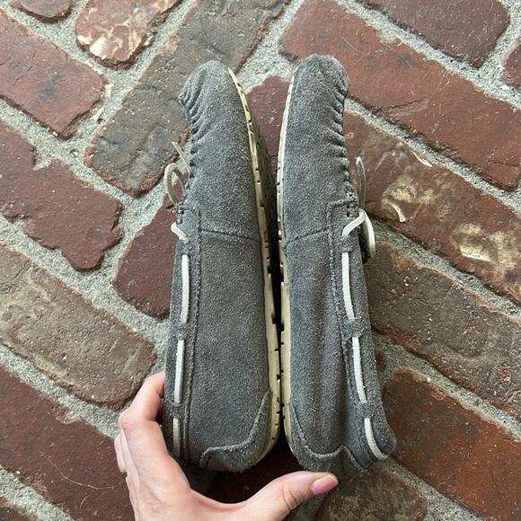 UGG Grey Leather Ryder Slippers Elephant Liner Size 3 - Picture 3 of 7